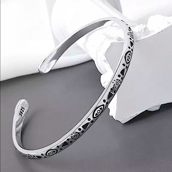 STERLING SILVER TRIBAL BOHO BANGLE BRACELET SET - Picture 2 of 14